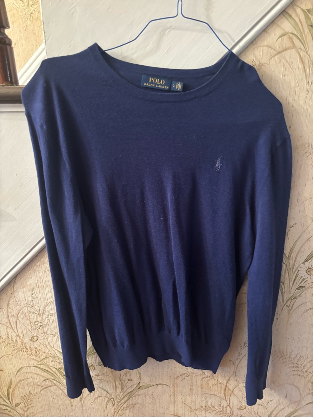 Polo Ralph Lauren Navy Crewneck Sweater with Embroidered Pony